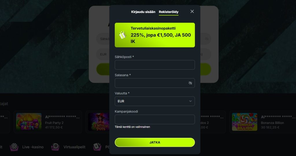 evobet rekistreroidy